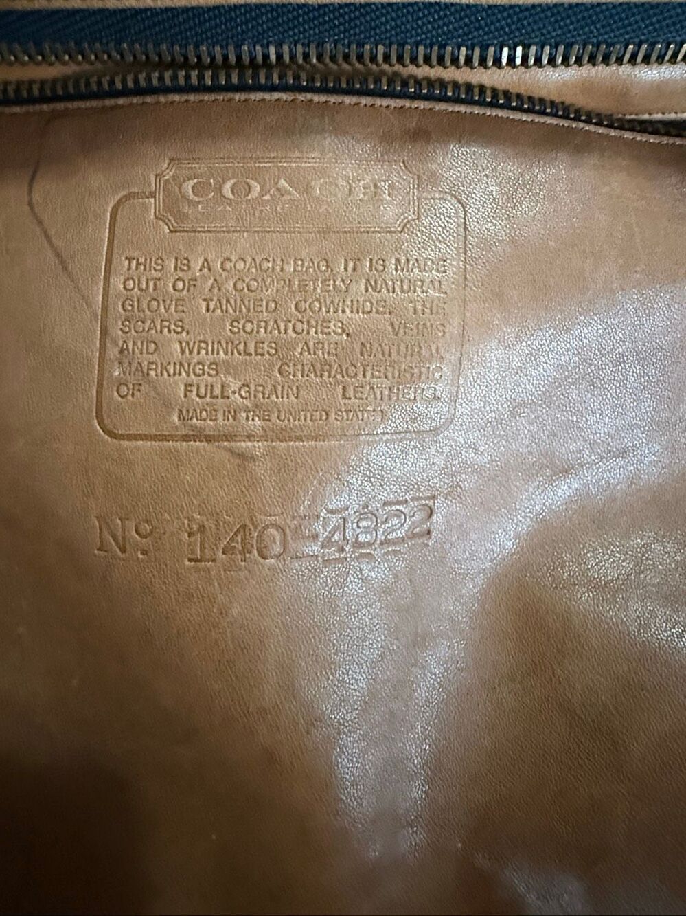 COACH Glove Tanned Cowhide Tote w/hangtag in Brown bag  VINTAGE  Made in USA - Picture 5 of 6